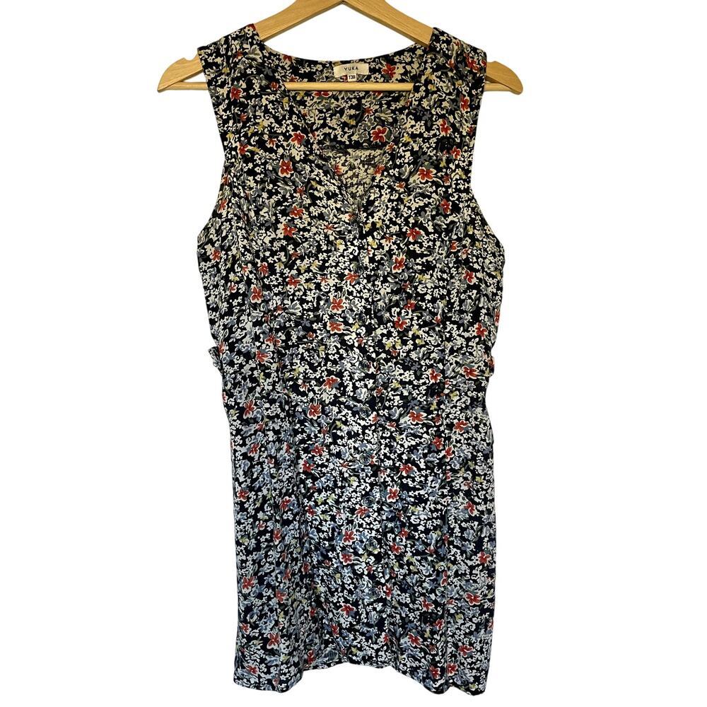 Yuka floral red blue minidress sleeveless v-neck‎ casual dress M (size T38)